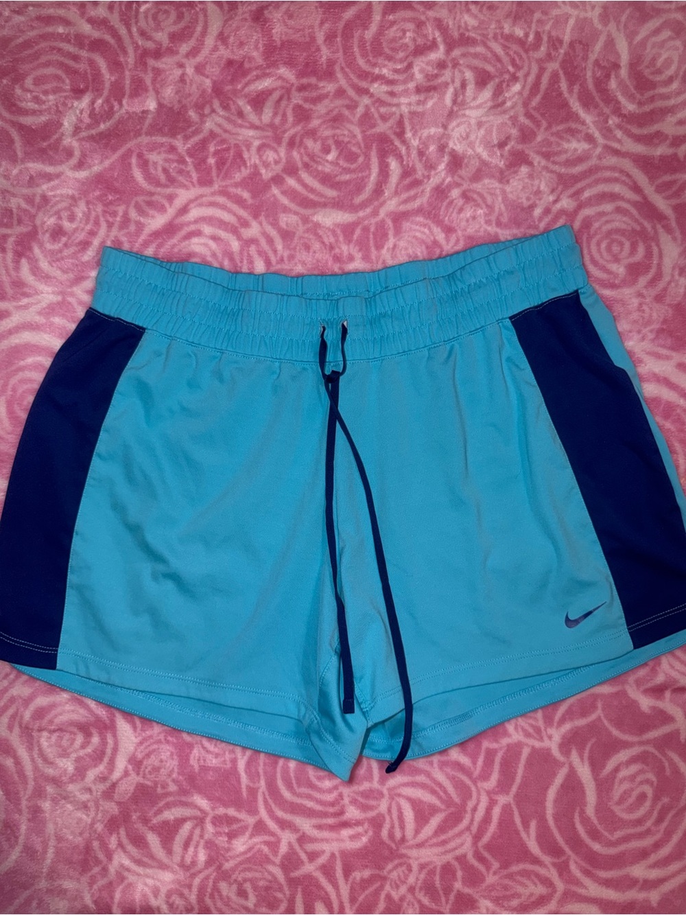 Nike Women's Aqua Athletic Shorts with Navy Panels